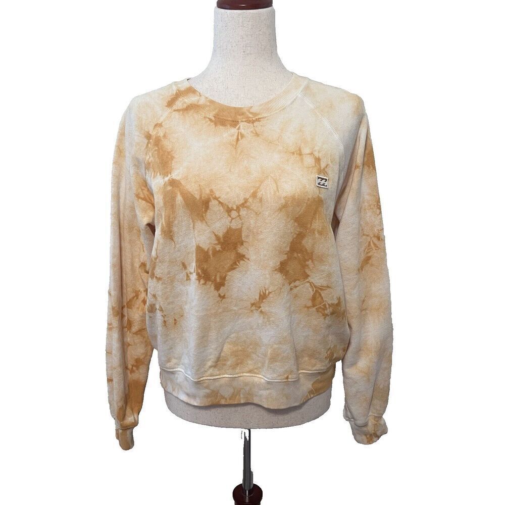 Billabong Womens Sun shrunk Sweatshirt Size Large Tie-Dye Cropped Long Sleeve